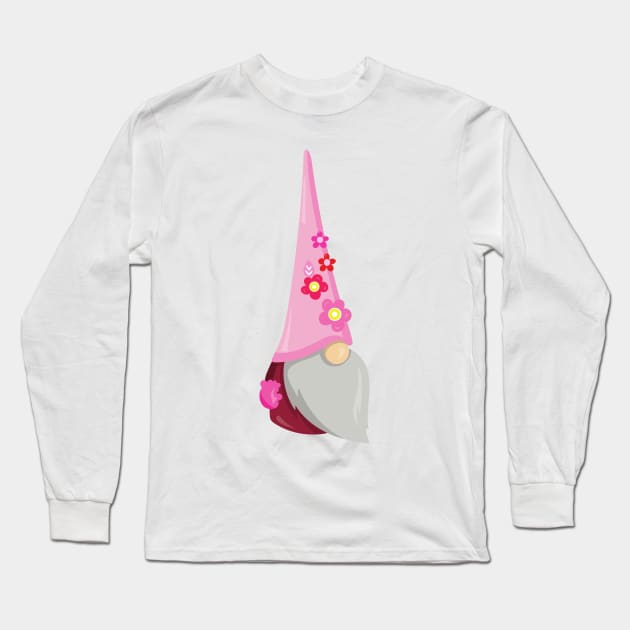 Spring Gnome, Garden Gnome, Cute Gnome, Flowers Long Sleeve T-Shirt by Jelena Dunčević